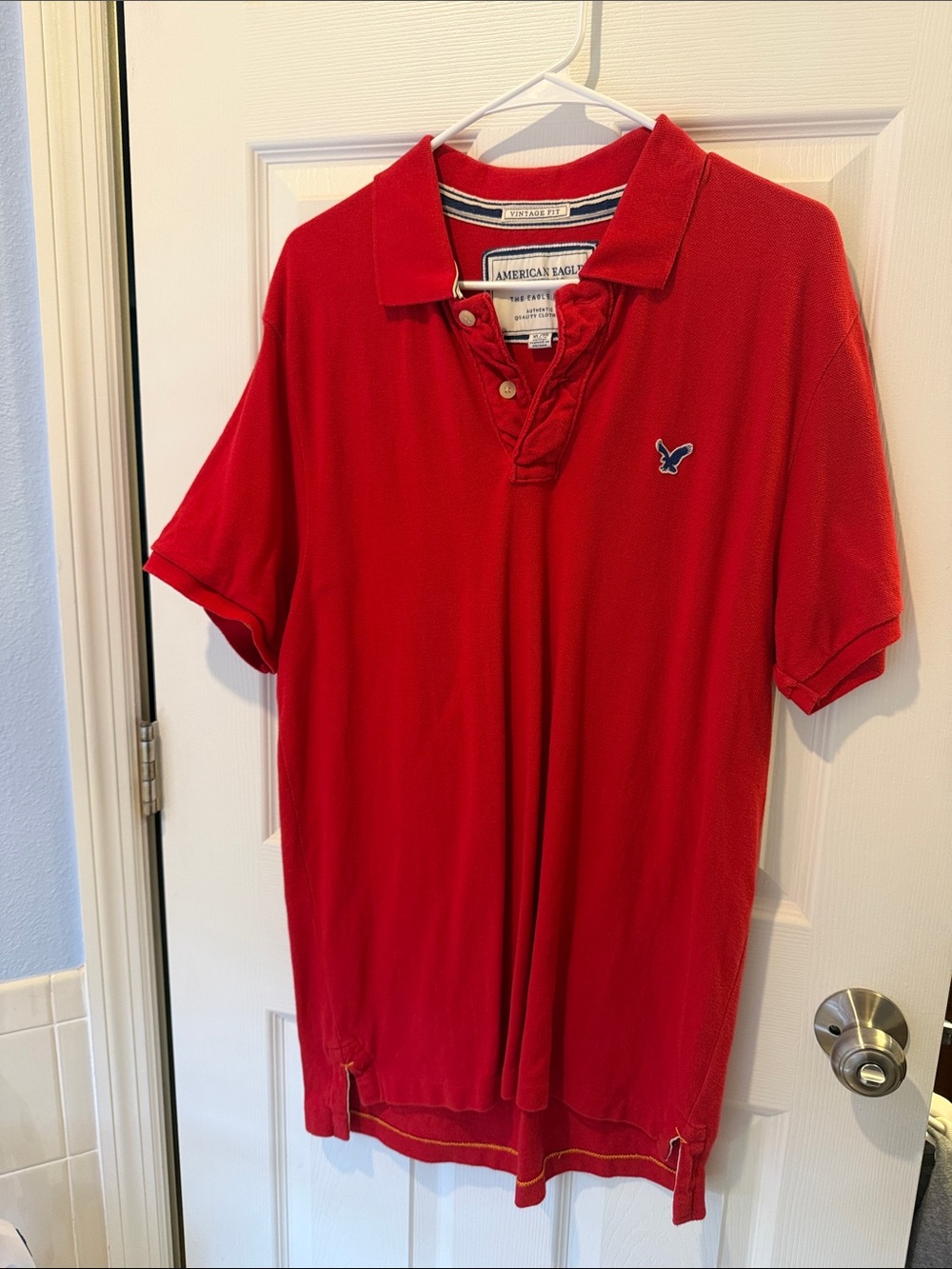 American Eagle Outfitters Men’s Red Polo with Embroidered Logo